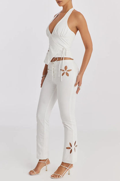 Mistress Rocks Cloud Floral Cutout Trousers - SALE