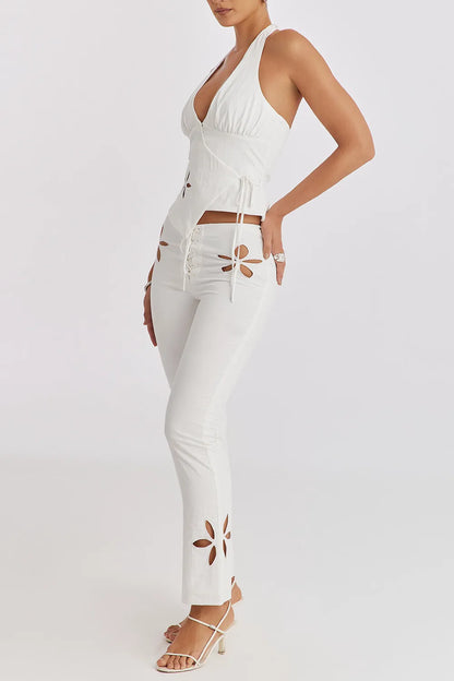 Mistress Rocks Cloud Floral Cutout Trousers - SALE