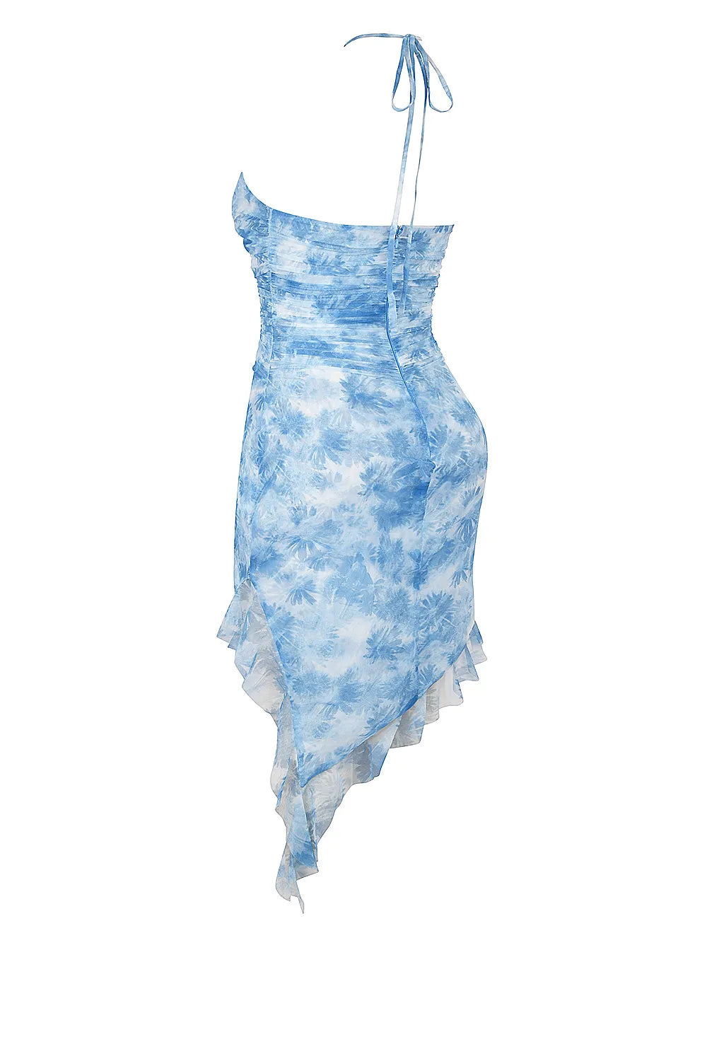 Mistress Rocks Blue Floral Print Ruffle Mini Dress - SALE