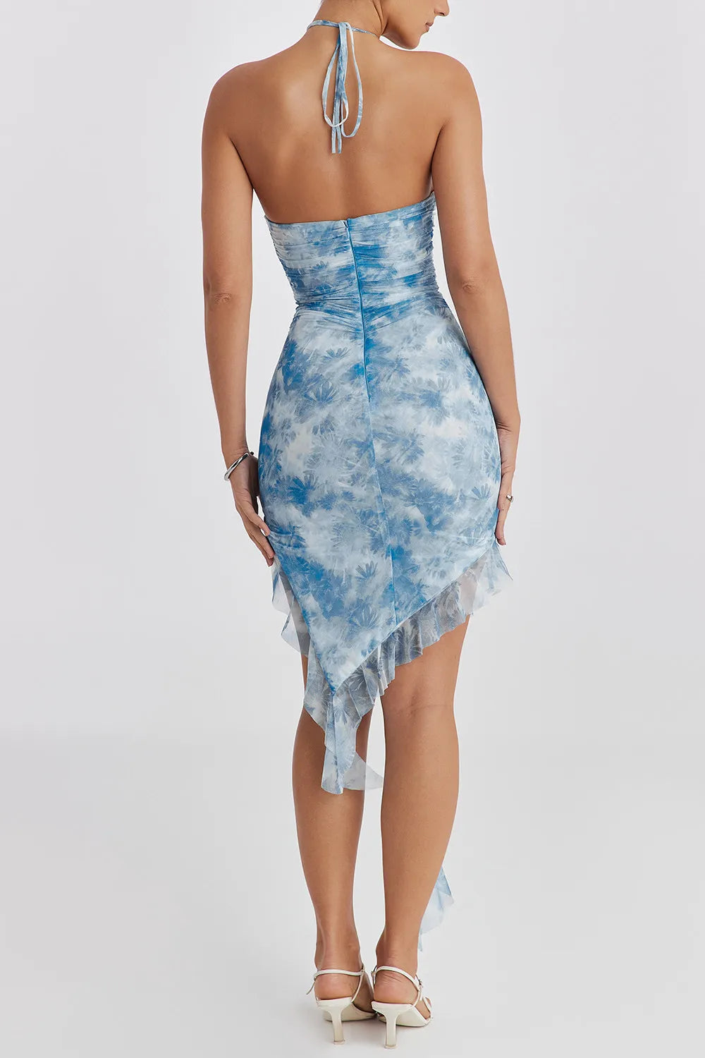 Mistress Rocks Blue Floral Print Ruffle Mini Dress - SALE