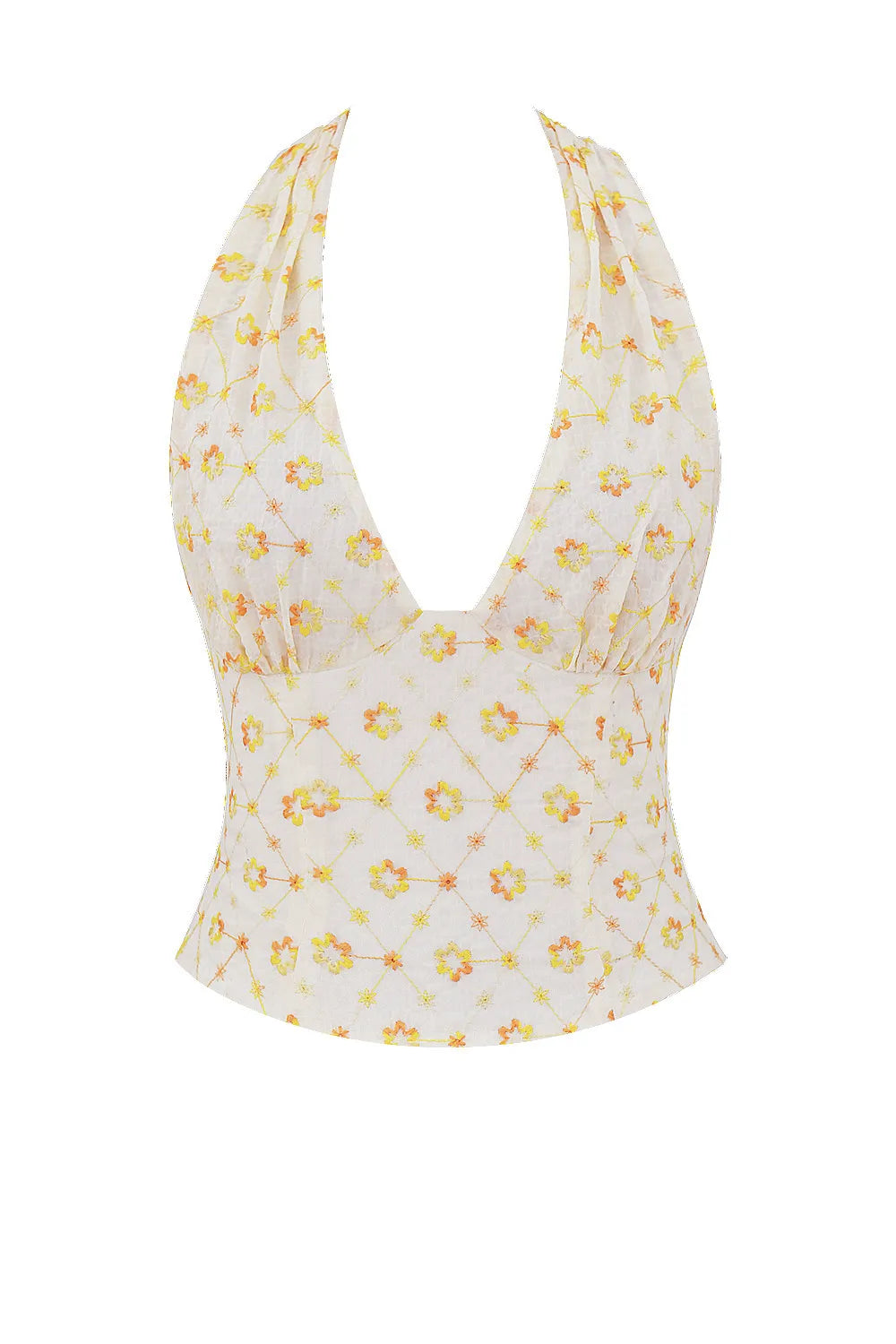 Mistress Rocks Cloud Floral Embroidered Halter Top - SALE
