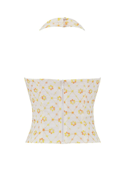 Mistress Rocks Cloud Floral Embroidered Halter Top - SALE