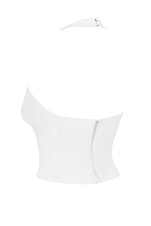 Mistress Rocks Ivory Vegan Leather Open Back Top - SALE