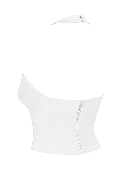 Mistress Rocks Ivory Vegan Leather Open Back Top - SALE