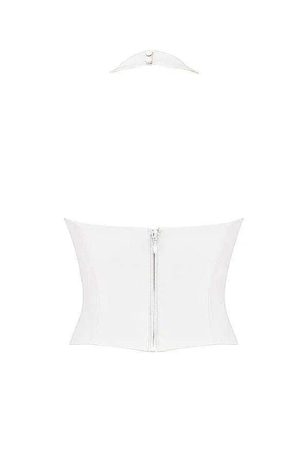 Mistress Rocks Ivory Vegan Leather Open Back Top - SALE
