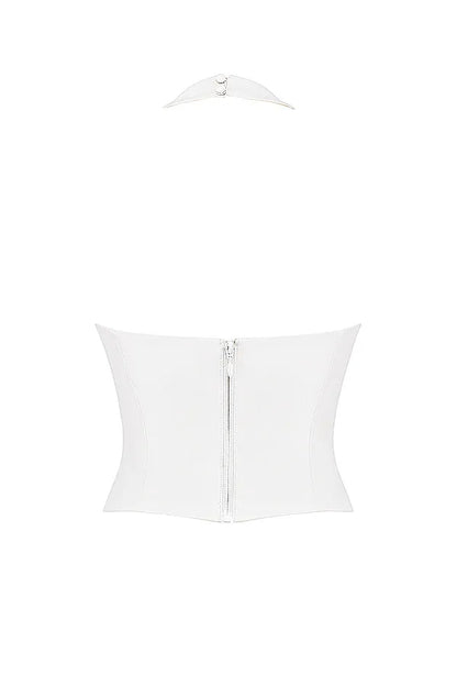 Mistress Rocks Ivory Vegan Leather Open Back Top - SALE