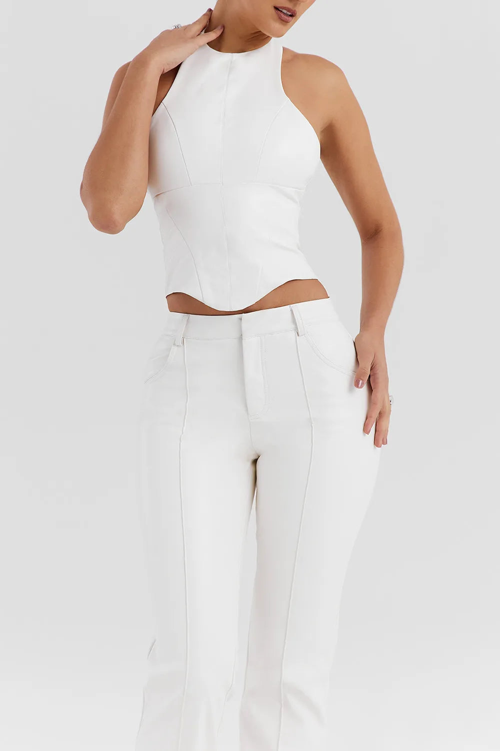 Mistress Rocks Ivory Vegan Leather Open Back Top - SALE