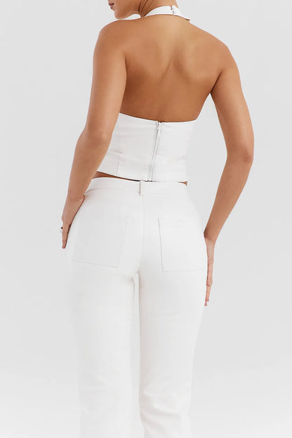 Mistress Rocks Ivory Vegan Leather Open Back Top - SALE