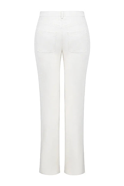 Mistress Rocks Ivory Vegan Leather Trousers - SALE
