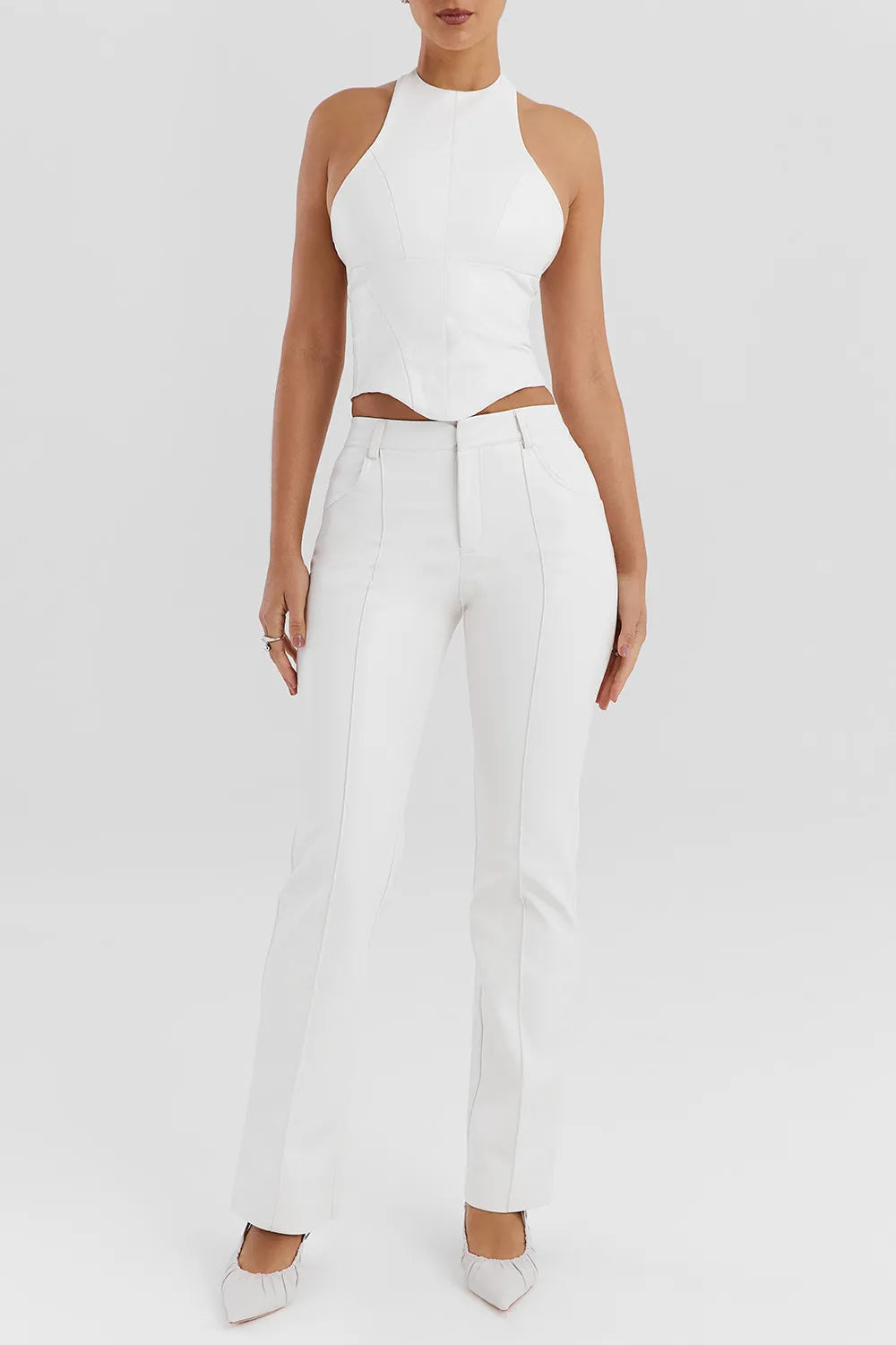 Mistress Rocks Ivory Vegan Leather Trousers - SALE