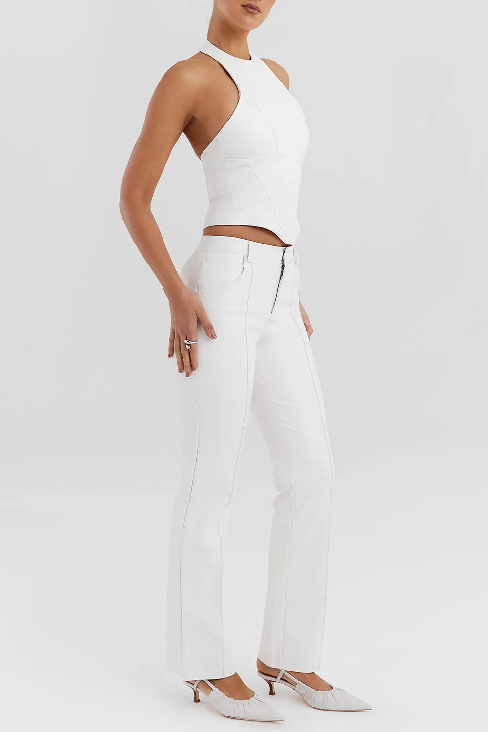 Mistress Rocks Ivory Vegan Leather Trousers - SALE