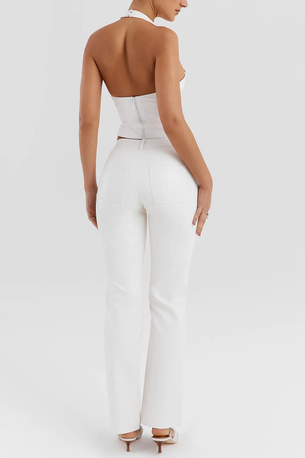 Mistress Rocks Ivory Vegan Leather Trousers - SALE