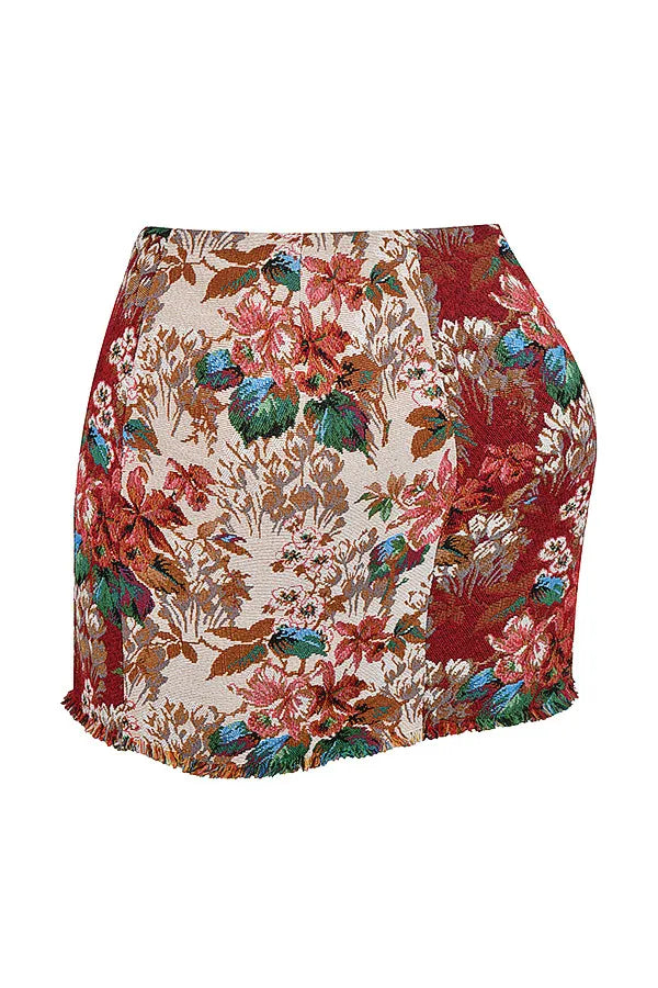 Mistress Rocks Tapestry Jacquard Wrap Front Mini Skirt - SALE