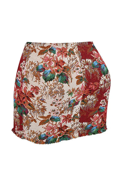 Mistress Rocks Tapestry Jacquard Wrap Front Mini Skirt - SALE