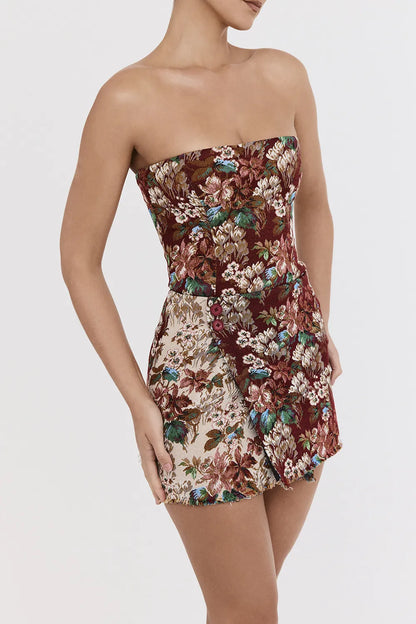 Mistress Rocks Tapestry Jacquard Wrap Front Mini Skirt - SALE