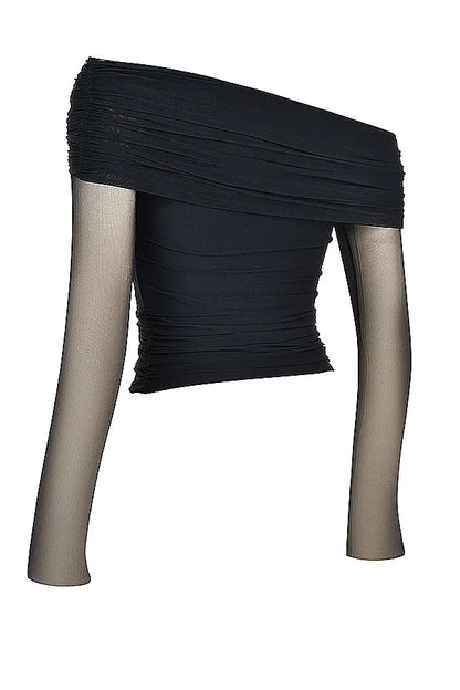 Mistress Rocks Black Draped Top - SALE