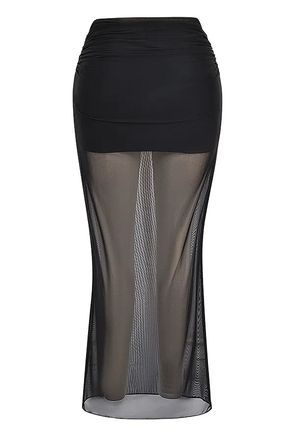 Mistress Rocks Black Sheer Maxi Skirt - SALE