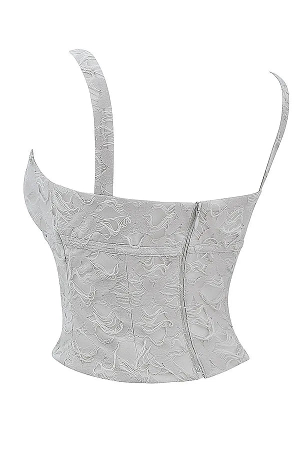 Mistress Rocks Taupe Textured Floral Top - SALE