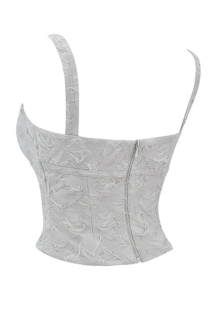 Mistress Rocks Taupe Textured Floral Top - SALE