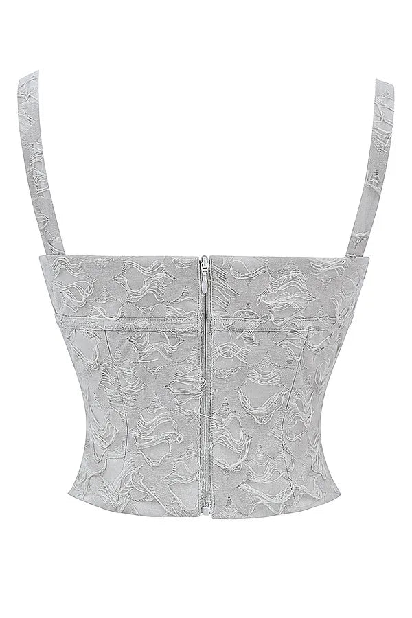 Mistress Rocks Taupe Textured Floral Top - SALE