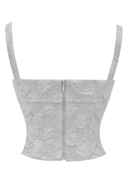 Mistress Rocks Taupe Textured Floral Top - SALE
