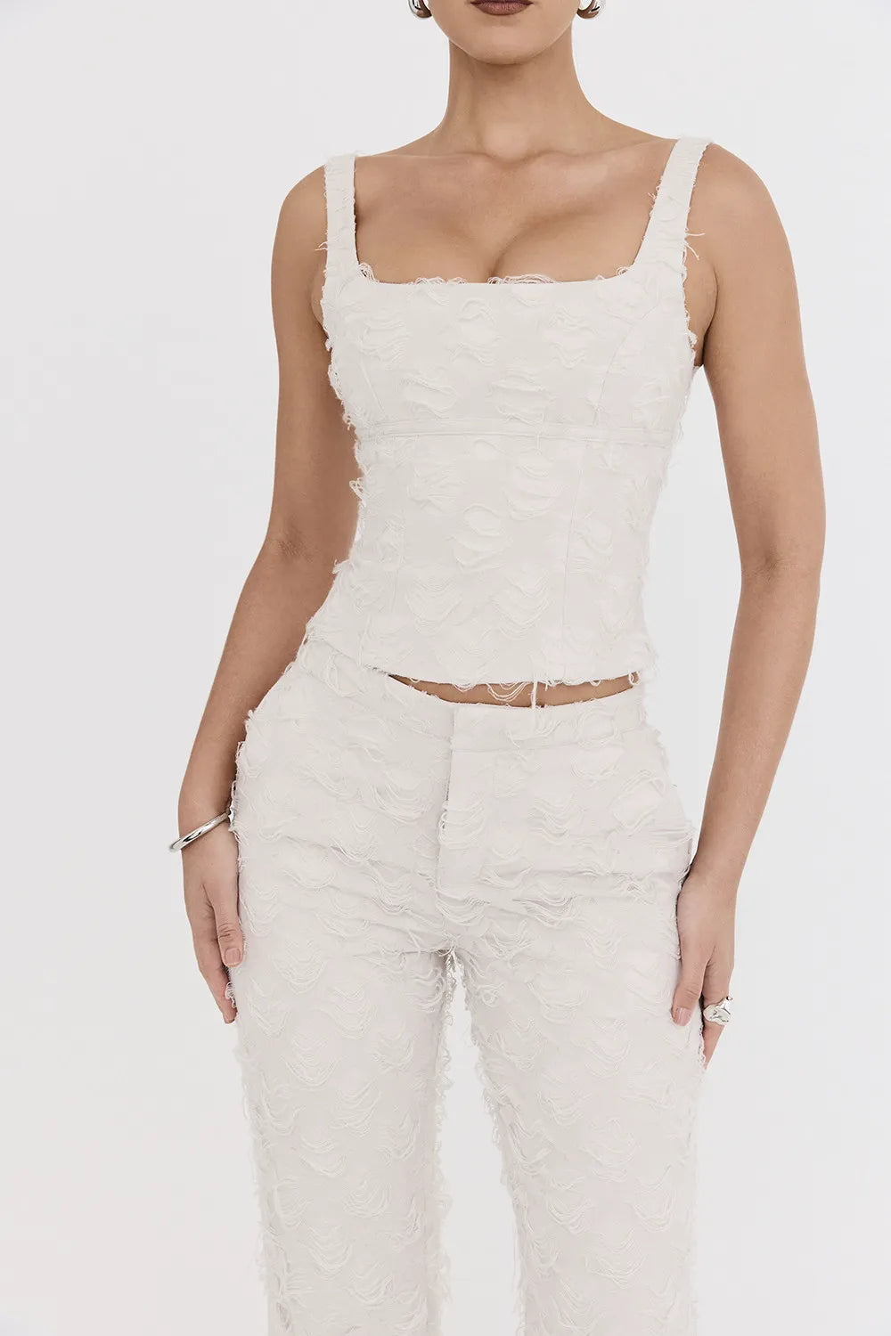 Mistress Rocks Taupe Textured Floral Top - SALE