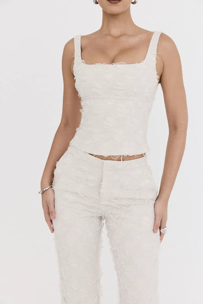 Mistress Rocks Taupe Textured Floral Top - SALE
