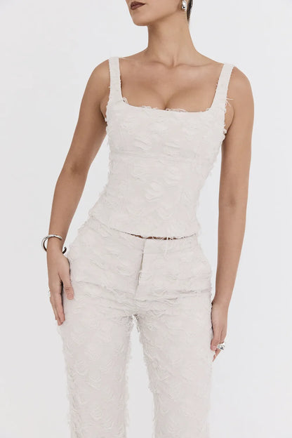 Mistress Rocks Taupe Textured Floral Top - SALE