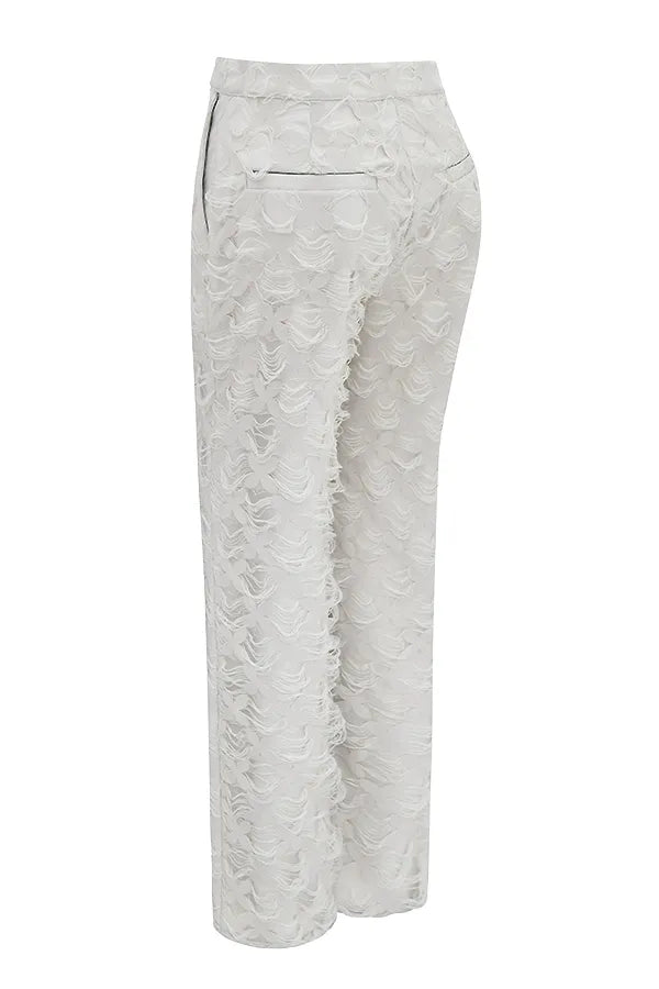 Mistress Rocks Taupe Textured Floral Trousers - SALE