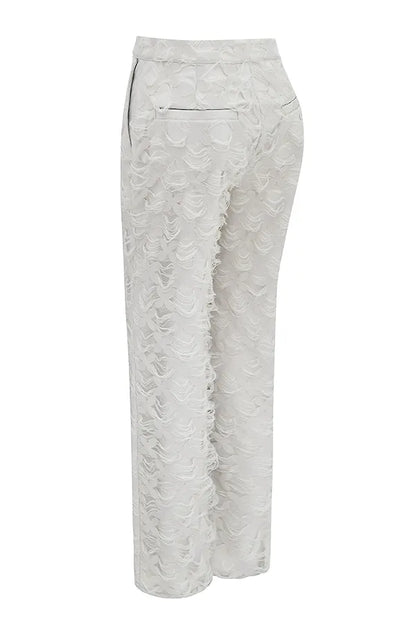 Mistress Rocks Taupe Textured Floral Trousers - SALE