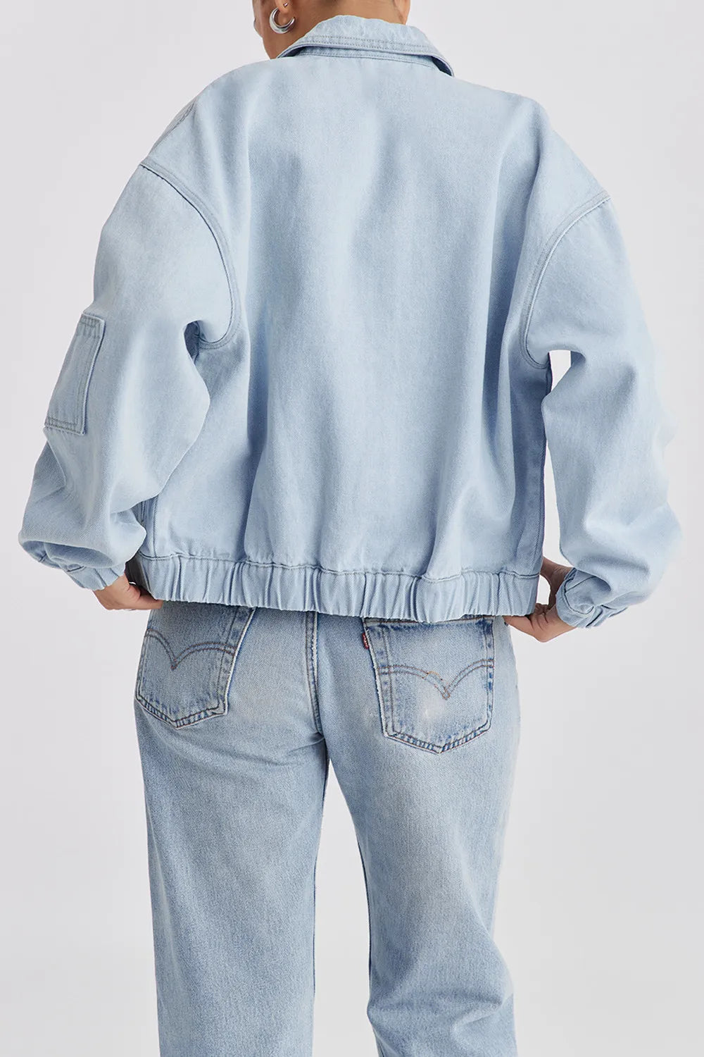 Mistress Rocks Blue Denim Oversized Bomber Jacket - SALE
