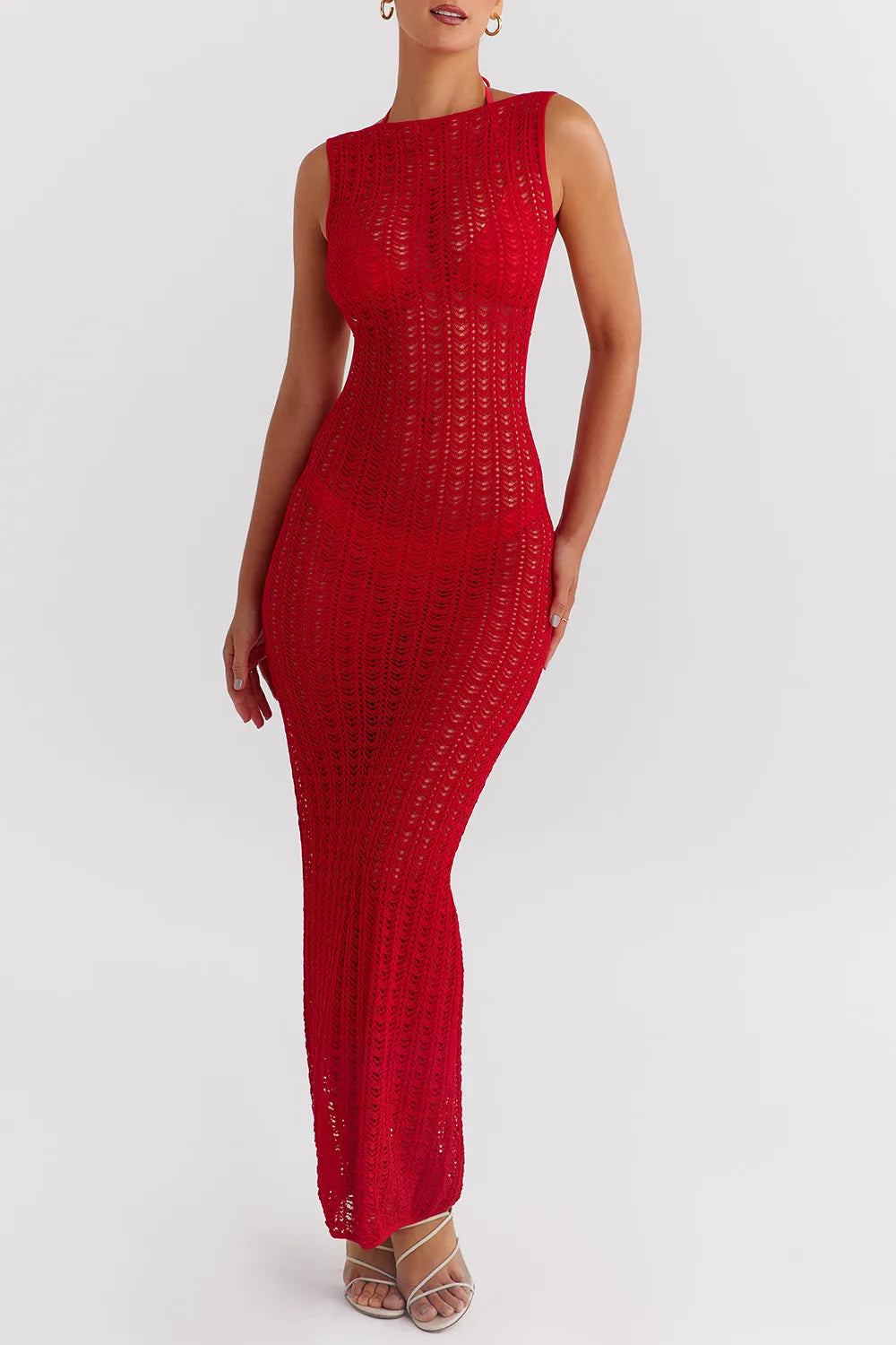 Mistress Rocks Red Knit Cover Up Maxi Dress - SALE