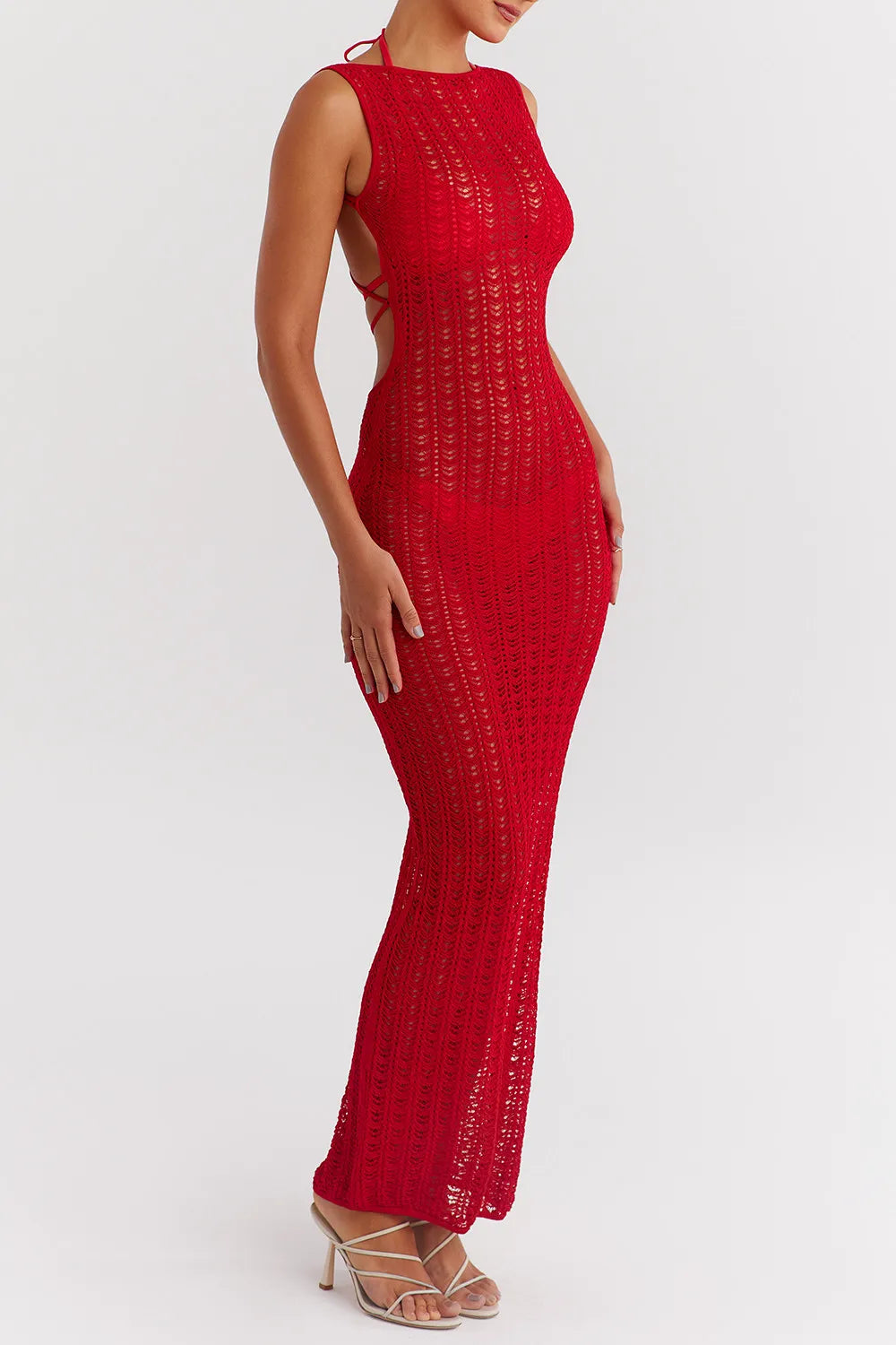 Mistress Rocks Red Knit Cover Up Maxi Dress - SALE