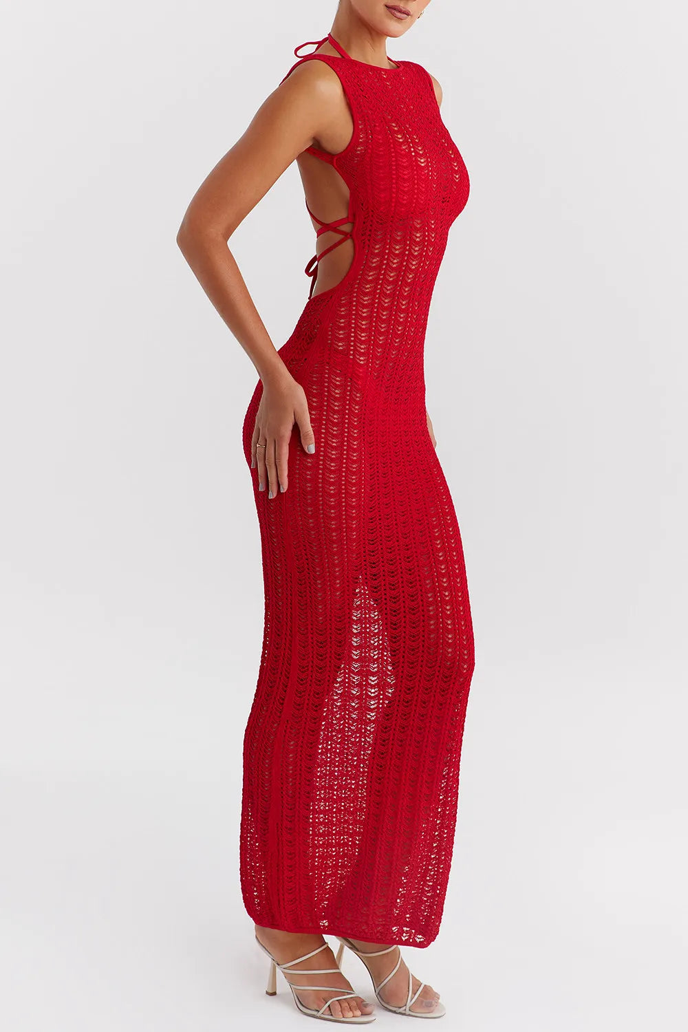 Mistress Rocks Red Knit Cover Up Maxi Dress - SALE
