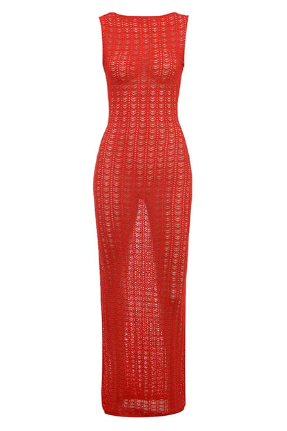 Mistress Rocks Red Knit Cover Up Maxi Dress - SALE