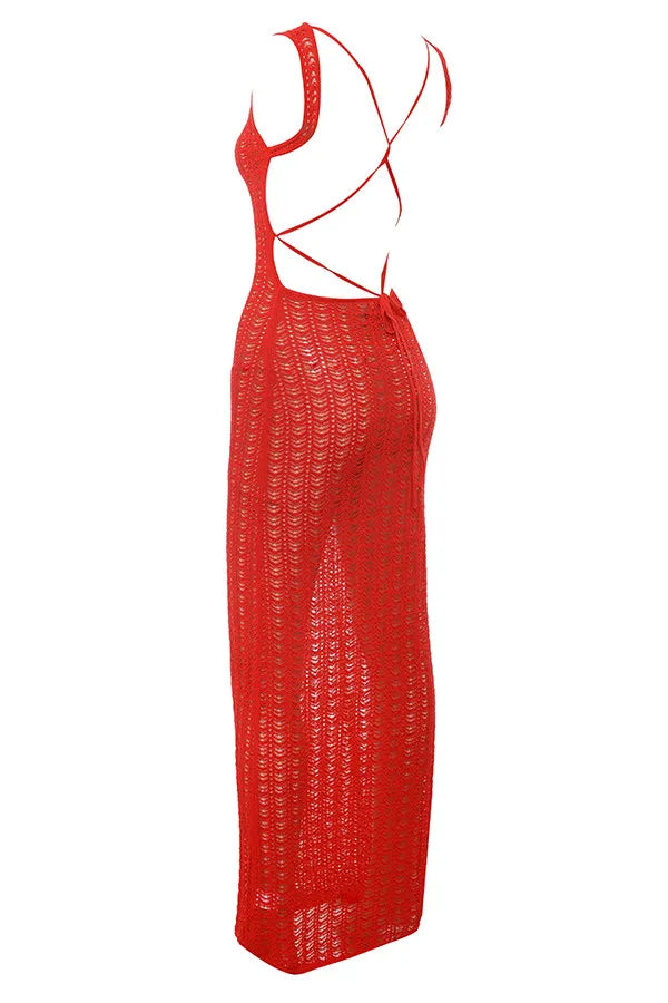 Mistress Rocks Red Knit Cover Up Maxi Dress - SALE