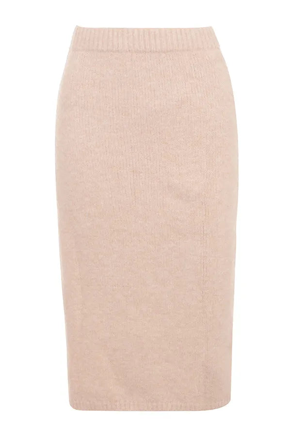 Mistress Rocks CREAM EYELASH KNIT MIDI SKIRT - SALE