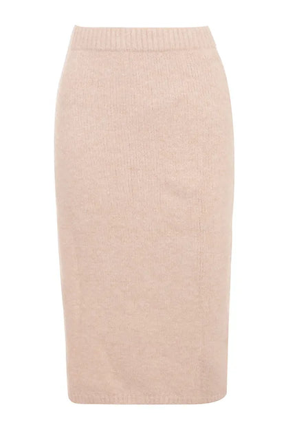 Mistress Rocks CREAM EYELASH KNIT MIDI SKIRT - SALE
