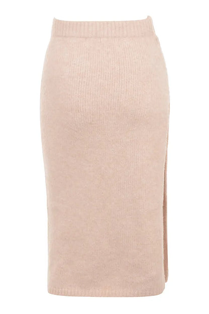 Mistress Rocks CREAM EYELASH KNIT MIDI SKIRT - SALE