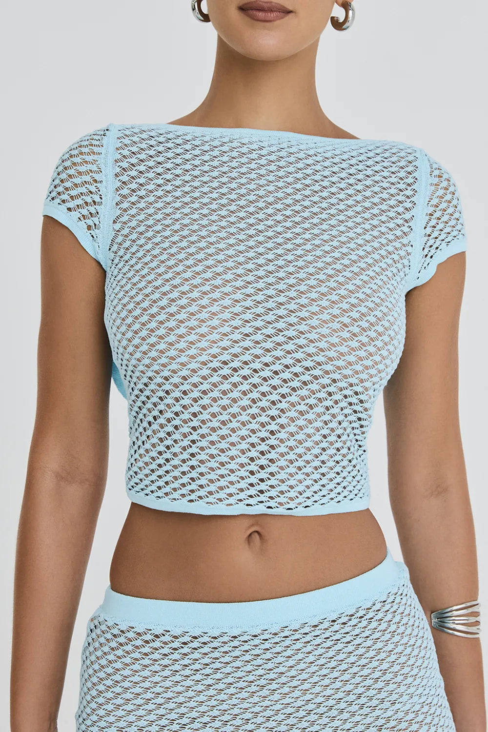 Mistress Rocks Seafoam Knit Open Back Ruffle Top - SALE