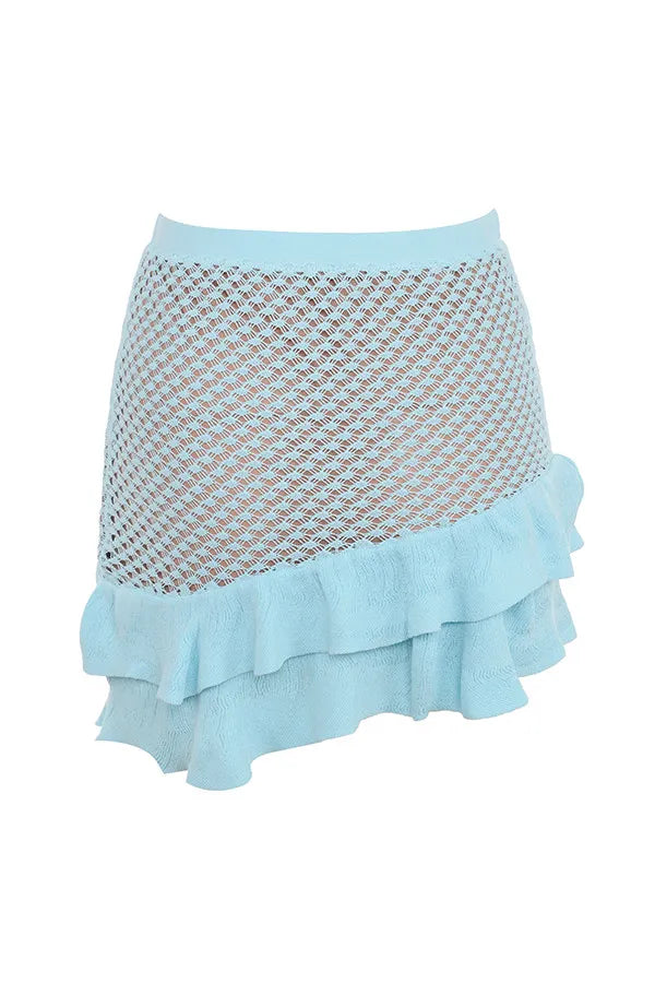 Mistress Rocks Seafoam Knit Ruffle Mini Skirt - SALE