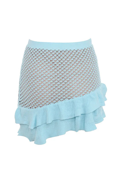 Mistress Rocks Seafoam Knit Ruffle Mini Skirt - SALE