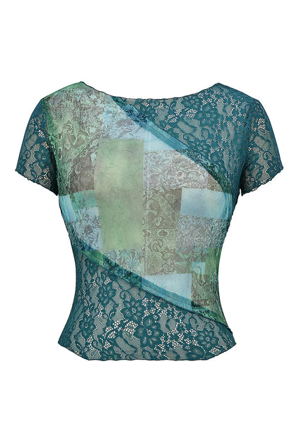 Mistress Rocks Ocean Teal Panelled Top - SALE