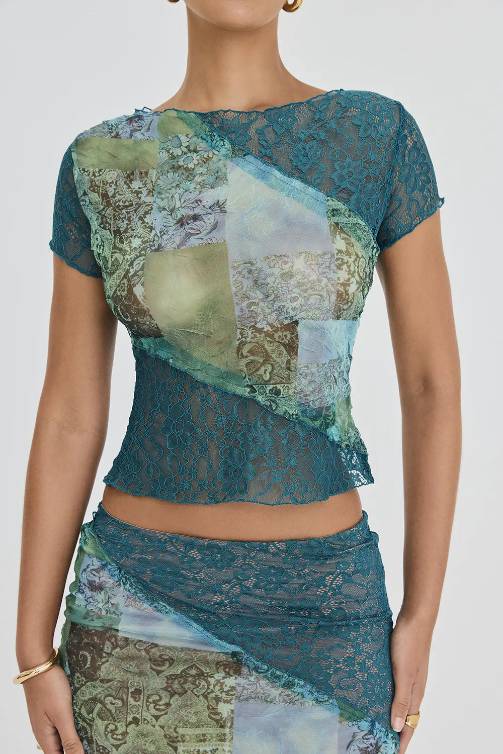 Mistress Rocks Ocean Teal Panelled Top - SALE