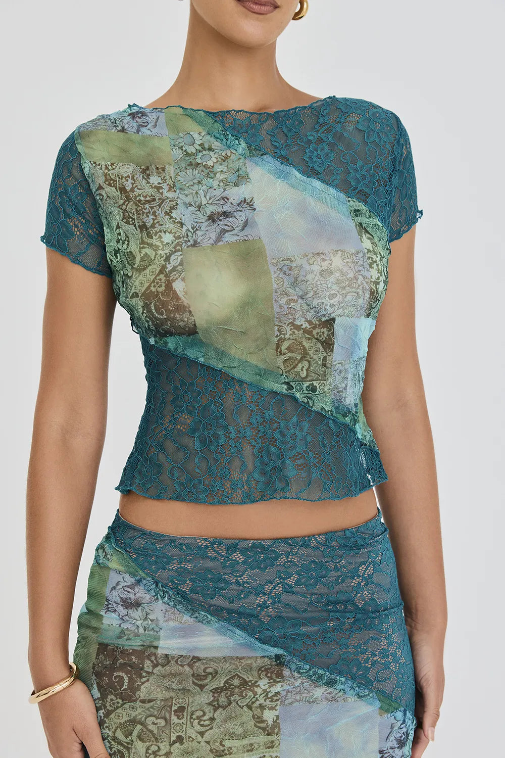 Mistress Rocks Ocean Teal Panelled Top - SALE