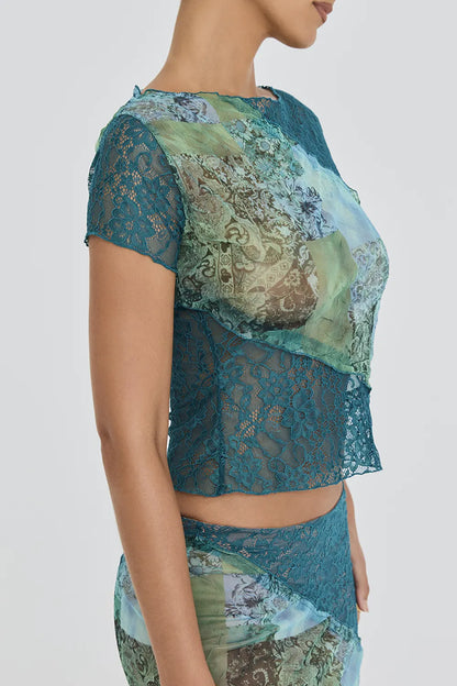 Mistress Rocks Ocean Teal Panelled Top - SALE