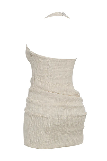 Mistress Rocks Taupe Tweed Backless Halter Mini Dress - SALE