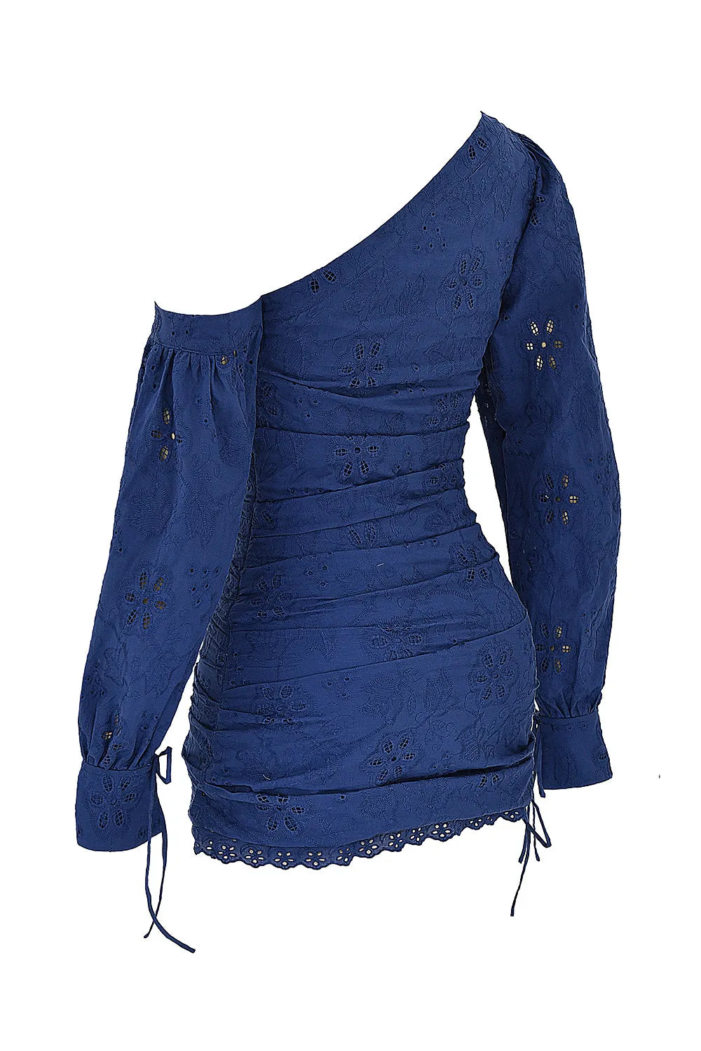 Mistress Rocks Navy Broderie Cotton Off Shoulder Mini Dress - SALE
