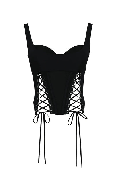 Mistress Rocks Black Lace Up Corset Top - SALE