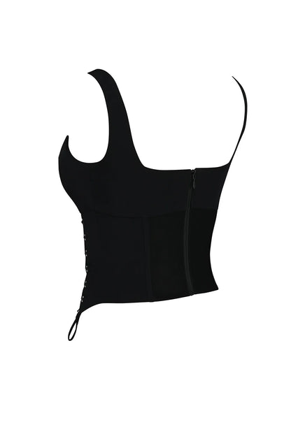 Mistress Rocks Black Lace Up Corset Top - SALE